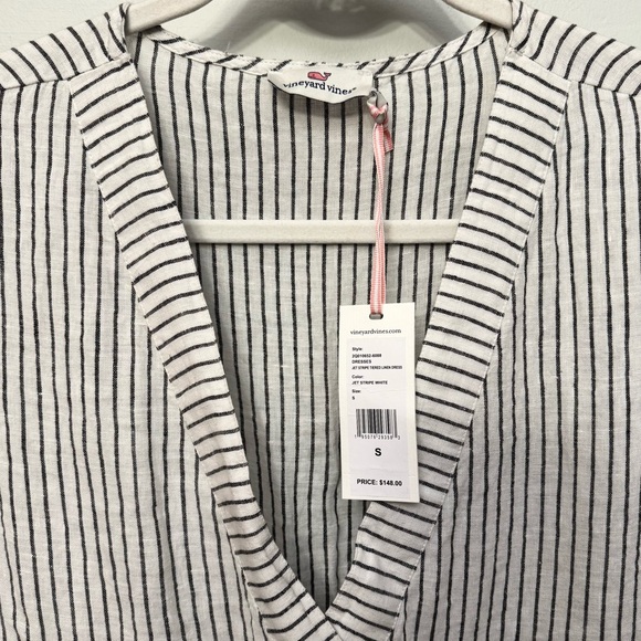 NWT: Vineyards Vines Jet Stripe Tiered Linen Summer Dress - Picture 3 of 6